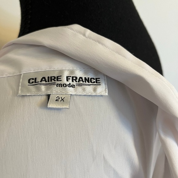 Marie Claire Classic White Shirt with embossed pattern size 2X - Picture 4 of 5